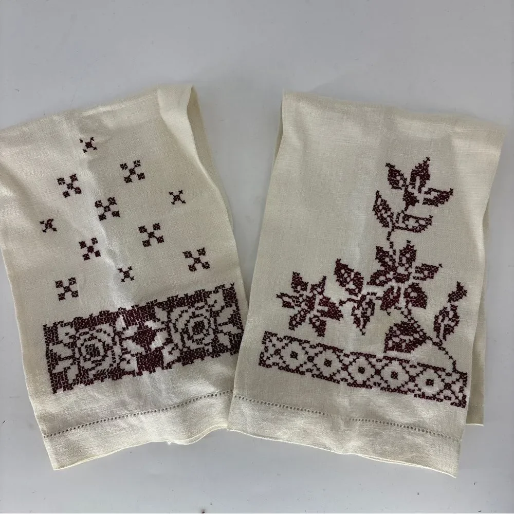 Vintage Hand Embroidered Cream three Table napkins